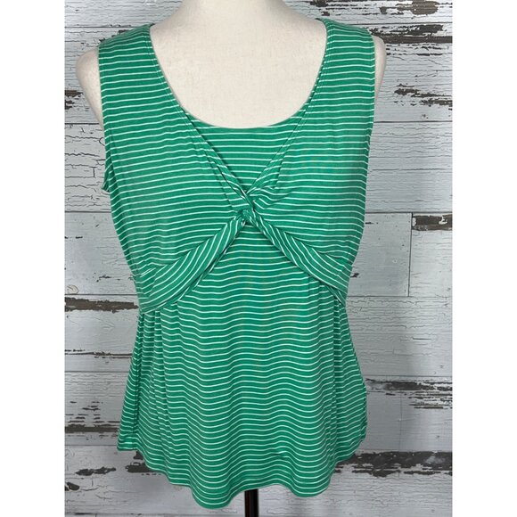 CABI Gathered Tank Top Green & White Sz M #6355 EUC - Picture 2 of 5